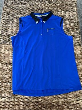 jamie sadock Sleeveless Polo in Bright Blue with Black Collar